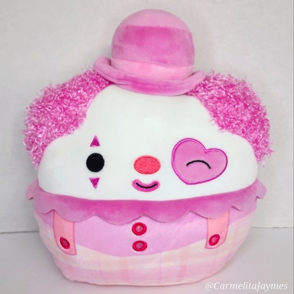 ❤️ CUPID 🤡8" Pink & White Boy Clown w Heart Eye Valentine 2025 Squishmallow NWT